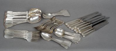 A composite Victorian silver Fiddle & Thread pattern canteen, various dates and makers
Comprising: