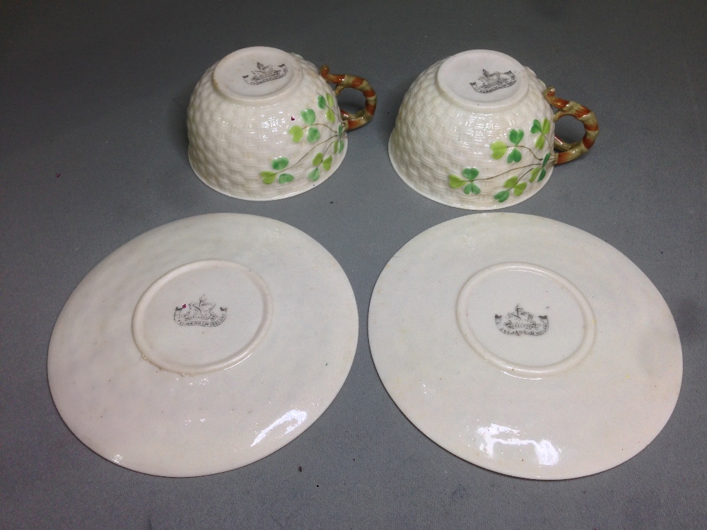 A second mark period (1891-1926) Belleek porcelain tea set
Of typical basket weave form with - Image 3 of 16