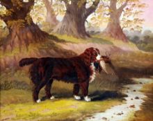 SAMUEL SPODE (flourished 1825-1858) British
Gun Dog with Pheasant in a Wooded Landscape
Oil on