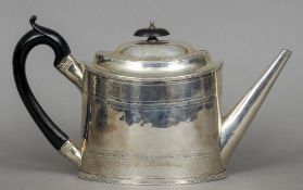 A George III silver teapot, hallmarked London 1795, maker's mark of Peter Bateman and Anne Bateman