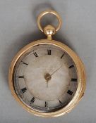 A Continental yellow metal cased dumb repeater pocket watch
The silvered dial with Roman numerals,