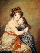 A 19th century silkwork picture
Depicting a mother and her daughter, housed in a verre eglomise