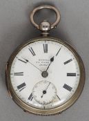 An Irish silver cased pocket watch by John Donegan, Dublin
The signed white enamel dial with Roman