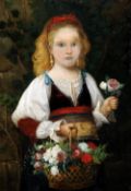 J. GILBERT (19th century) British
Portrait of a Girl Holding a Basket of Flowers
Oil on canvas