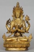 A 19th century Sino-Tibetan gilt bronze model of Buddha
Typically modelled seated in the lotus