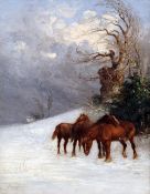 THOMAS SMYTHE  (1825-1907) British
Horses in Winter Landscape
Oil on canvas
Indistinctly signed
29.5