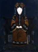 CHINESE SCHOOL (19th century)
Portrait of an Empress in Traditional Costume
Reverse painted glass