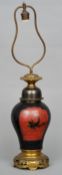 A 19th century Japanese ormolu mounted lacquered vase form table lamp
73 cms high.   CONDITION