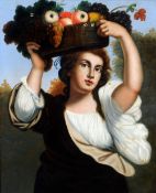 ITALIAN SCHOOL (19th century)
Portrait of a Young Woman Carrying Fruit Representing Summer
Oil on