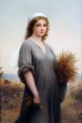 A 19th century German KPM porcelain plaque of Ruth, After Charles Zacharie Landell (1812-1908)