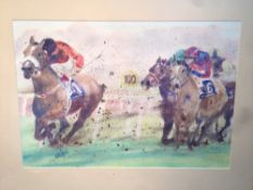 ENGLISH SCHOOL (20th century)
The Finishing Line
Watercolour
Indistinctly signed
52 x 36 cms, framed