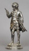 A 19th century Continental silver model of a musician, stamped 925, maker's mark of DZ
Modelled with