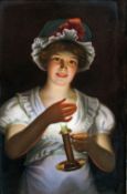 A 19th century German KPM porcelain plaque of Lisette, After GEORG HOM (1838-1911) German