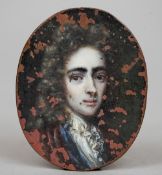 A 17th century miniature portrait on copper 
Depicting a young gentleman with a white lace ruff.