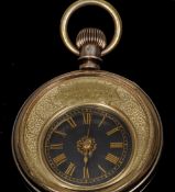 An unusual 19th century French silver gilt mystery pocket watch
The glass dial with gilt Roman