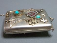 A Russian variously mounted silver gilt compact, bear hallmarks for Faberge, maker's mark FA in