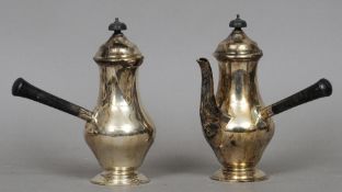 A pair of Victorian silver coffee and chocolate pots, each hallmarked London 1900, maker's mark of