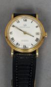 A 15 ct gold cased Tiffany & Co. Unisonic gentleman's wristwatch
The white dial with Roman
