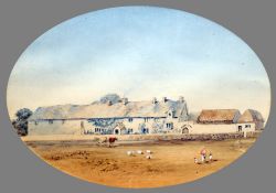 ENGLISH SCHOOL (19th century) 
Old Sexton Barns, Farm Houses, etc, as it stood in 1848, now the site