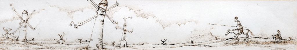 D. ST. LOUIS LITTLE (20th century)
Windmills at War
Pencil and pen sketch
52.5 cms wide, framed