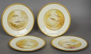 Four Mintons porcelain plates, retailed by Tiffany & Co., New York
Each painted with different