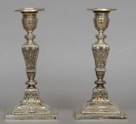 A pair of Edward VII silver candlesticks, hallmarked Sheffield 1901, maker's mark indistinct
Each