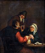 Attributed to CORNELIS PIETERSZ BEGA (circa 1681-1664) Dutch
Drinkers in a Tavern 
Oil on panel
19 x