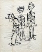 RONALD SEARLE (20th century) English
Military cartoon
Ink on paper
Unsigned
19.5 x 24.5 cms,