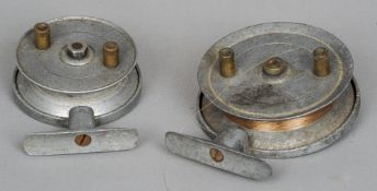 A pair of alloy Sidecaster reels, circa 1930s  (2)