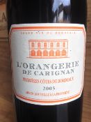 L'Orangerie de Carignan 2005
Eight bottles in cardboard case.  (8)   CONDITION REPORTS:  Case opened