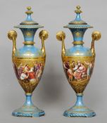 A pair of 19th century Vienna porcelain vases
With gilt detailing, on a blue ground and classical