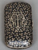 A 19th century Russian niello decorated silver cigarette case
Of domed rectangular form, the lid