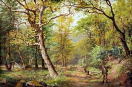 GEORGE CAMMIDGE (1846-1916) British
Wood Cutter on a Woodland Path
Oil on canvas
Signed and dated