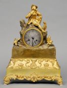 A 19th century French ormolu mounted figural mantel clock
The silvered dial with Roman numerals