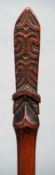 A 19th century Maori taiaha (fighting staff/stabbing club)
The terminal carved as a stylised Janus