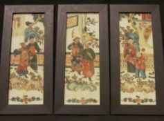 A 19th century Chinese reverse painted glass picture
Depicting a gentleman carrying fruit;