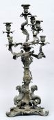 A 19th century rococo style bronze candelabra
With six scrolling branches above the pierced