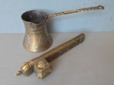 A finely worked Middle Eastern brass scribed pen case (Divit)
Typically decorated with