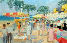 *AR FRANK SCARLETT (1900-1978) Irish
Bandol Market
Oil on canvas
Signed, inscribed and dated 1967 to