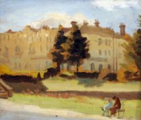 BRITISH SCHOOL (20th century)
Figures in a City Park
Oil on board
29 x 25.5 cms, in large moulded