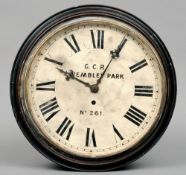 A mahogany cased Great Central Railways Station ClockWith fusee movement, the white dial with