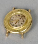 An 18 ct gold Jaeger LeCoultre back wind wristwatch
The circular dial with Arabic numerals and