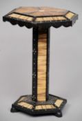 A 19th century Indian specimen wood stand
The hexagonal top variously inset and with porcupine quill