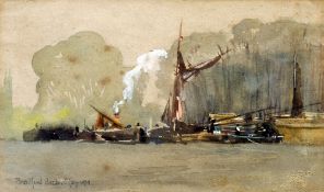 ENGLISH SCHOOL (20th century)
Brentford Dock
Watercolour and bodycolour
Titled and dated May 1919