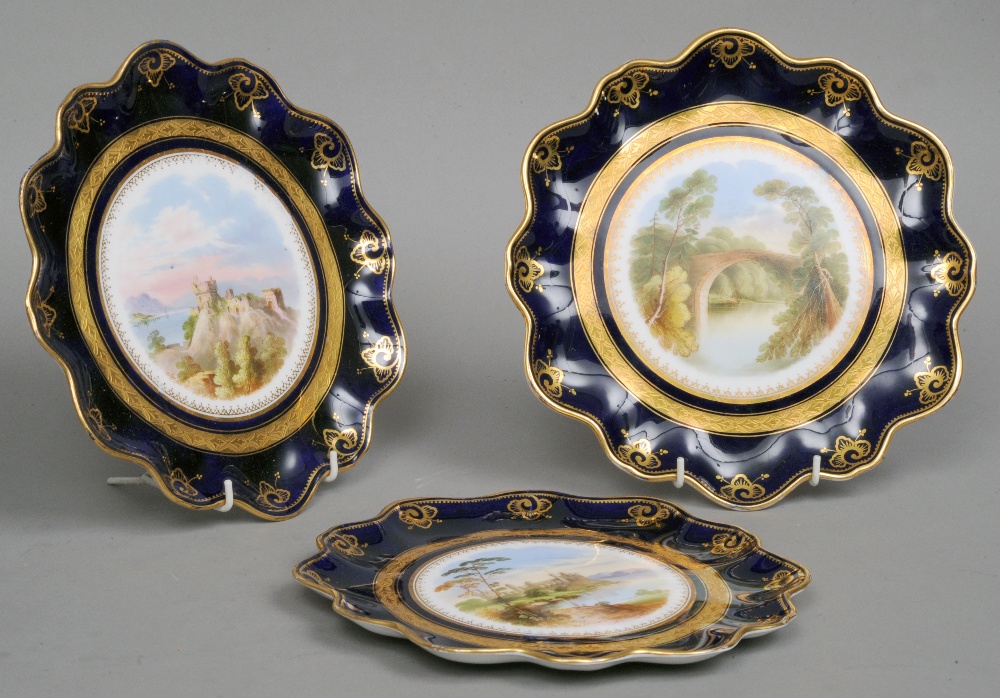Six Aynsley's porcelain cabinet plates
Each decorated with a Scottish scene and a title to verso St.