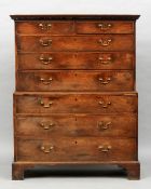 A George III mahogany chest on chest
The dentil moulded cornice above two short and six long