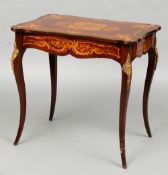 A late 19th century French ormolu mounted inlaid side table
The shaped rectangular top with an