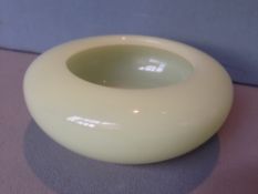 A Chinese carved jade brush washer15 cms diameter. CONDITION REPORTS: Generally in good condition,