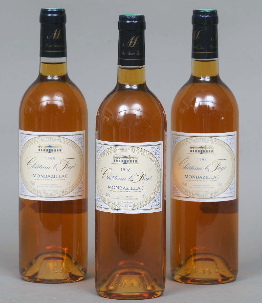Chateau le Fage Monbazillac 1998
Three bottles.  (3)   CONDITION REPORTS:  Generally good.