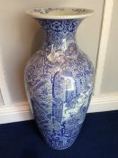 A late 19th century Japanese well painted blue and white porcelain floor vase
With stylised floral